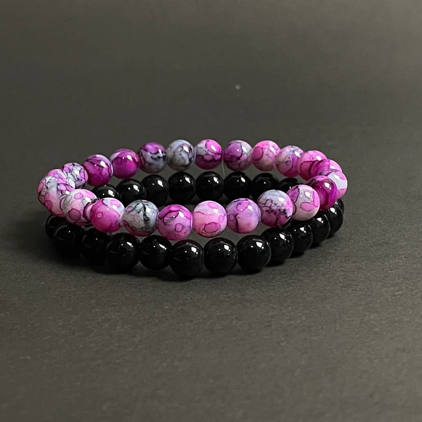 Purple Agate & Black Distance Bracelet