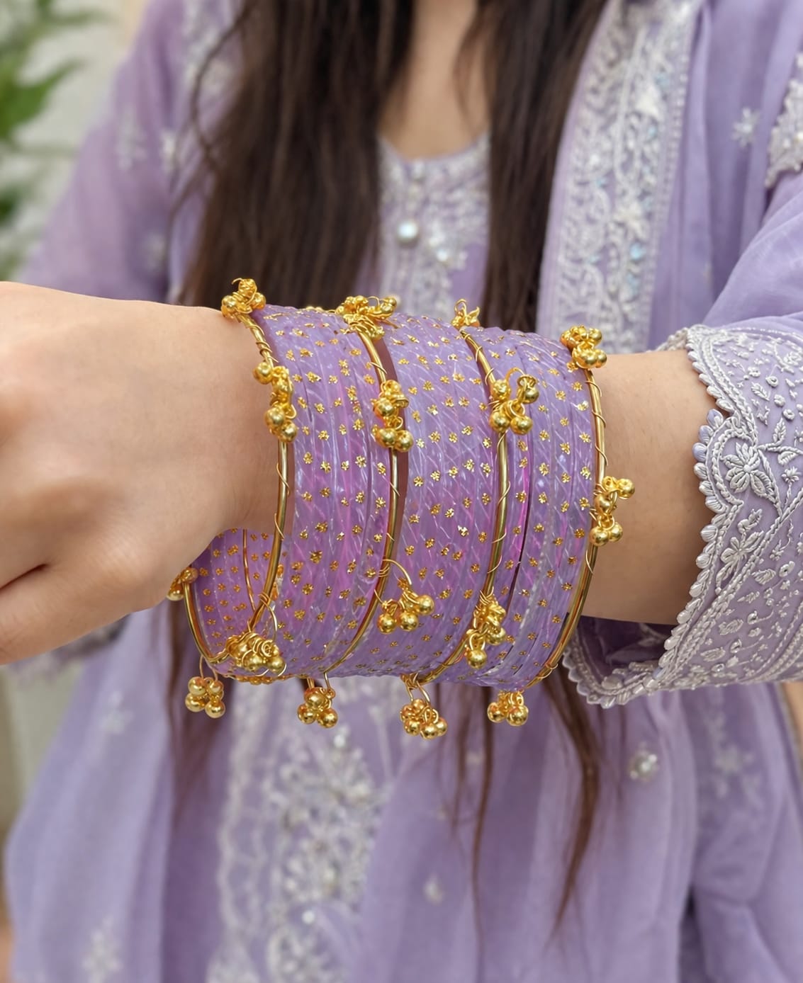 Kashmiri Bridal Chooriyan Set – Pink & Gold Traditional Bangles with Ghungroo | Wedding & Mehndi Jewelry