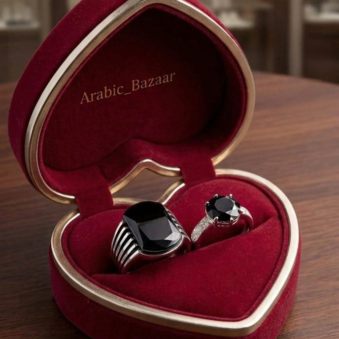 Pure Chandi, Sacha Pyar: Black Diamond Couple Rings ❤️ Cash On Delivery