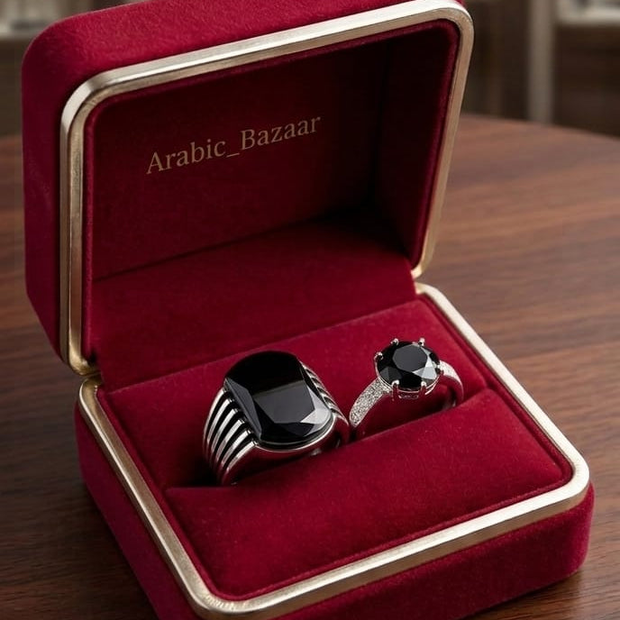 Pure Chandi, Sacha Pyar: Black Diamond Couple Rings ❤️ Cash On Delivery