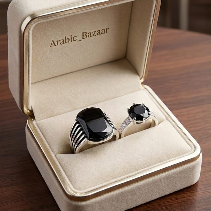Pure Chandi, Sacha Pyar: Black Diamond Couple Rings ❤️ Cash On Delivery